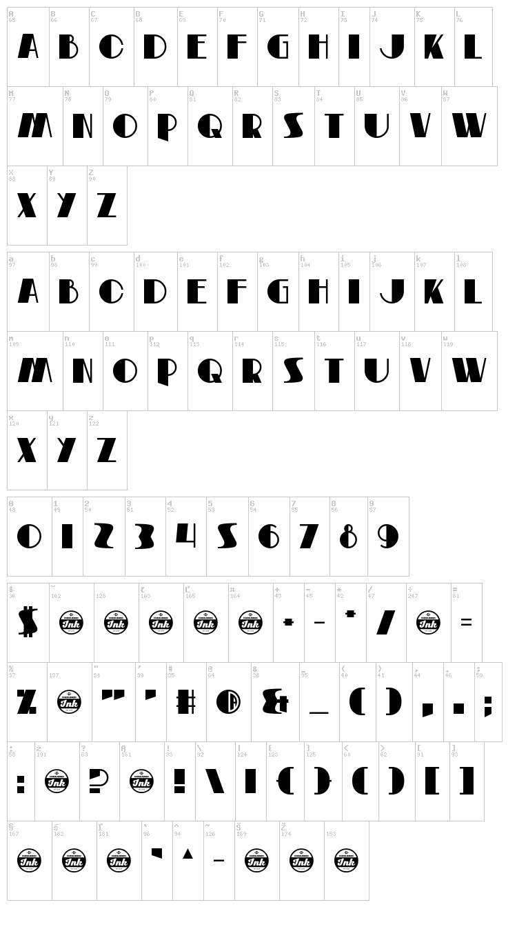 Riemann Theatre font map